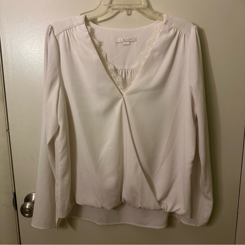 Elegant White Lace Trim Blouse